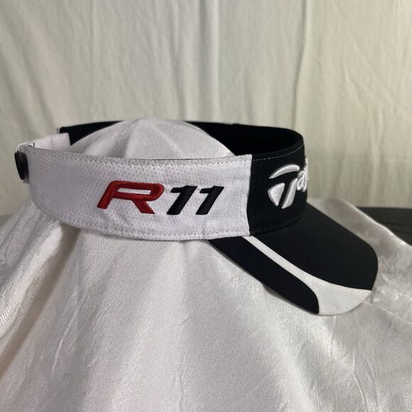 Mens Taylor Made R11 Penta Golf Visor Adjustable Back Black Embroidered - Picture 2 of 6